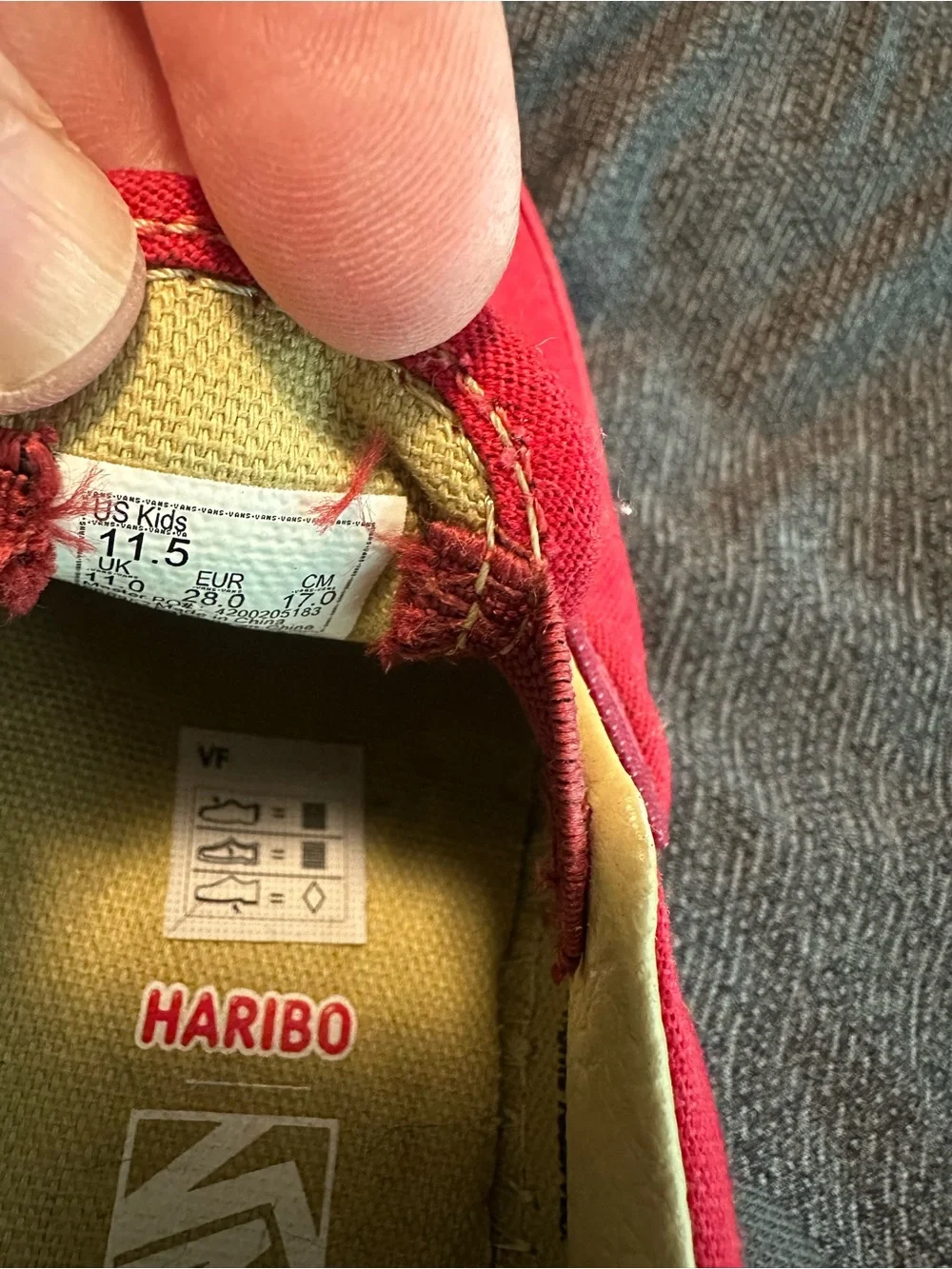 Vans Kids Red Slip-On Sneakers with Haribo Gummy Patch